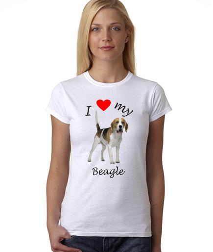 Dogs - I Heart My Beagle on Womans Shirt